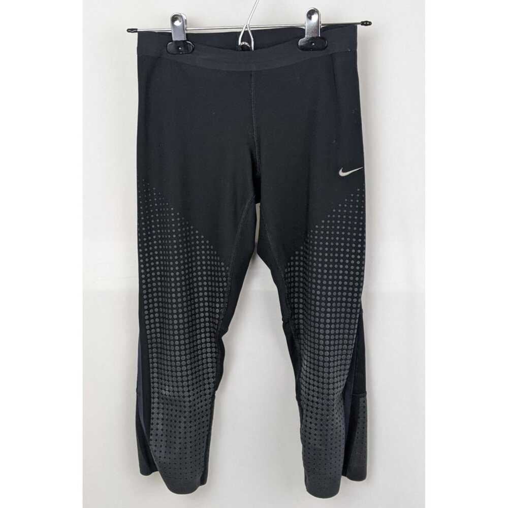 Nike Dri-Fit Black Capri Leggings Workout Running Athletic Mesh Design Women XS